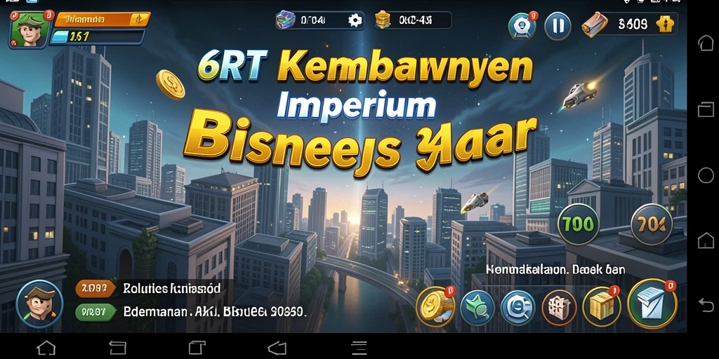Tampilan gameplay 6RT dengan pengelolaan bisnis yang menarik.