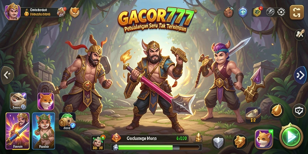 Tampilan gameplay menegangkan dari GACOR777 dengan lokasi petualangan yang menarik.