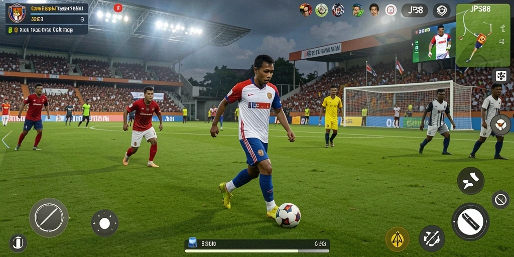 Tampilan gameplay mendebarkan dari pertandingan sepak bola JPS88.