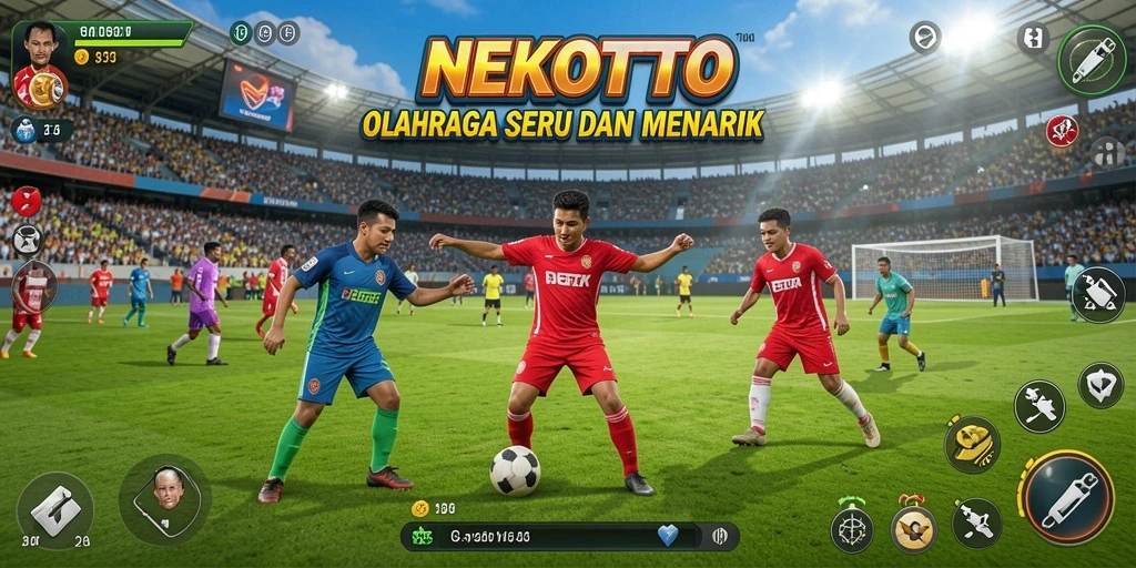 Gameplay seru NEKOTOTO menampilkan aksi olahraga yang mendebarkan.