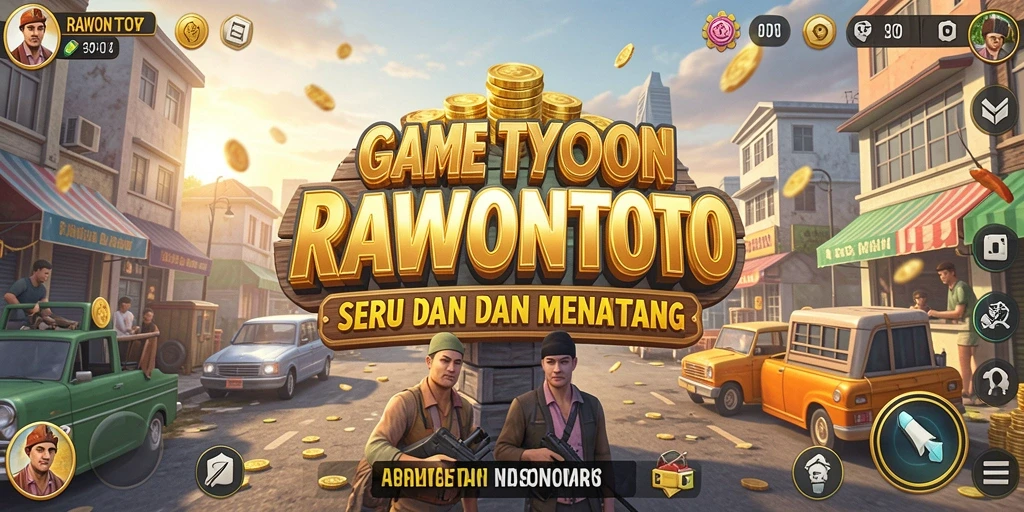 Screenshot gameplay RAWONTOTO menampilkan momen seru dalam pengelolaan bisnis Tycoon.