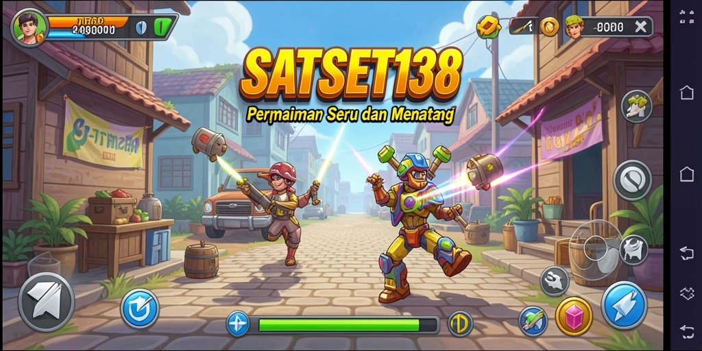 Screenshot SATSET138 menampilkan gameplay seru dengan karakter dan level berwarna-warni.